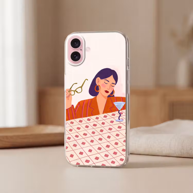 Telefoonhoesje - Vrouw - Bril - Cocktail - Illustratie - Modern — 3