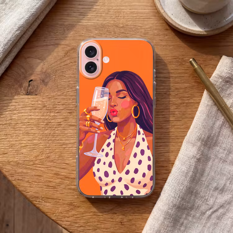 Telefoonhoesje - Vrouw - Champagne - Feest - Modern - Oranje — 2