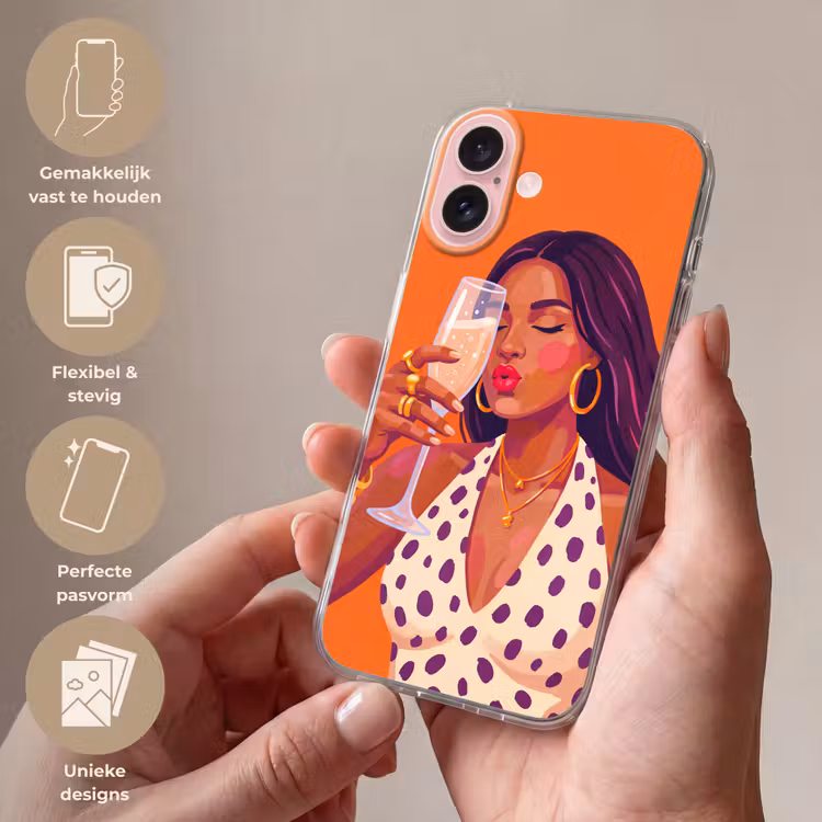 Telefoonhoesje - Vrouw - Champagne - Feest - Modern - Oranje — 4