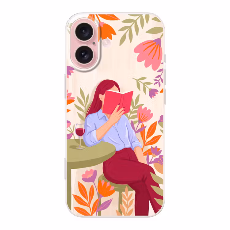Telefoonhoesje - Vrouw - Lezen - Thuis - Modern - Bloemen — 1