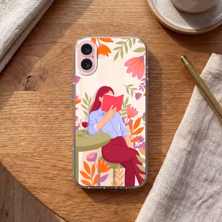 Telefoonhoesje - Vrouw - Lezen - Thuis - Modern - Bloemen — 2