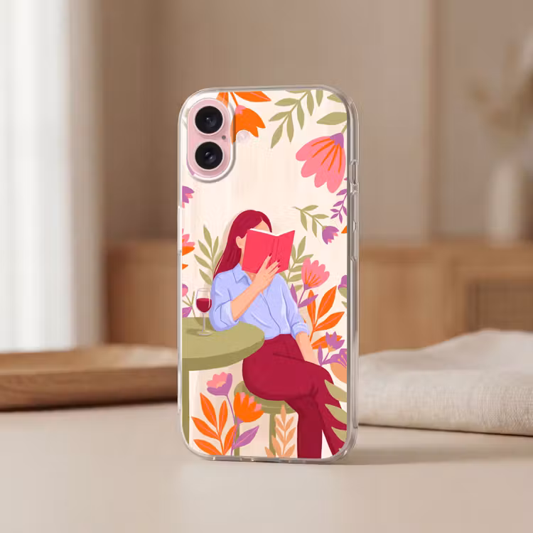 Telefoonhoesje - Vrouw - Lezen - Thuis - Modern - Bloemen — 3