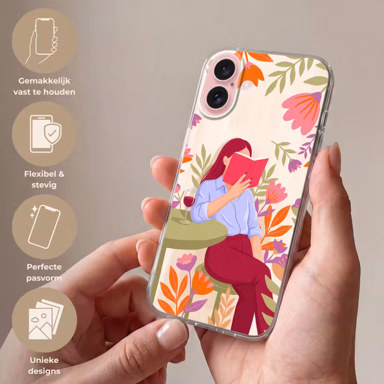 Telefoonhoesje - Vrouw - Lezen - Thuis - Modern - Bloemen — 4