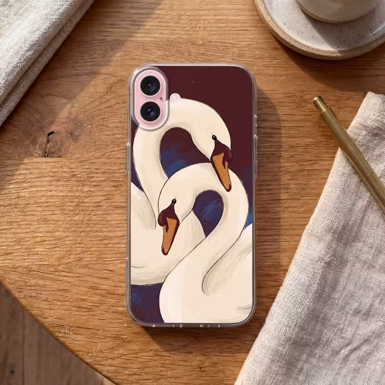 Telefoonhoesje - Vogel - Koppel - Liefde - Abstract - Wit — 2