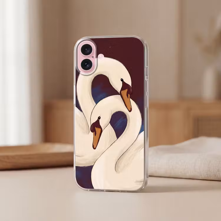 Telefoonhoesje - Vogel - Koppel - Liefde - Abstract - Wit — 3