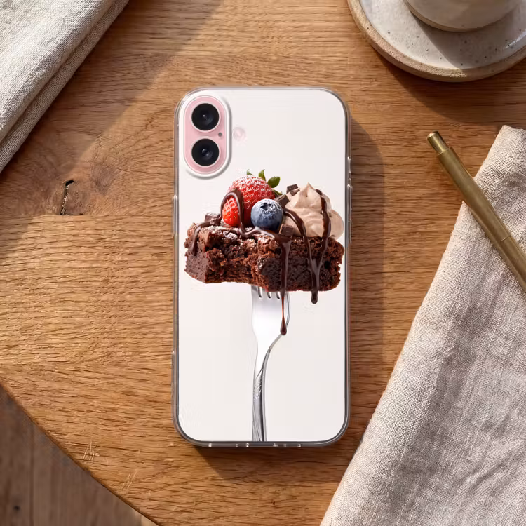 Telefoonhoesje - Vork - brownie - aardbei — 2