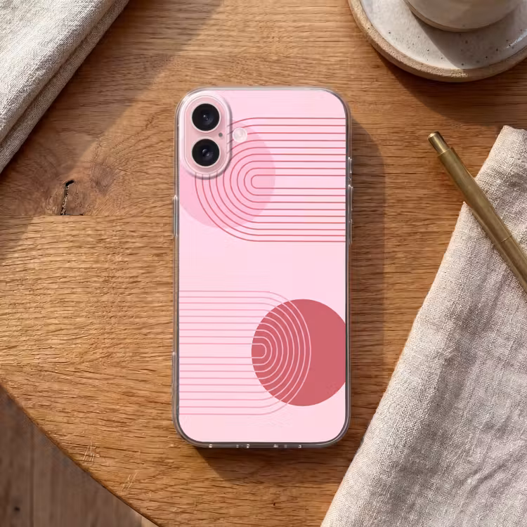 Telefoonhoesje - Vormen - Lijnen - Minimalistisch - Roze — 2