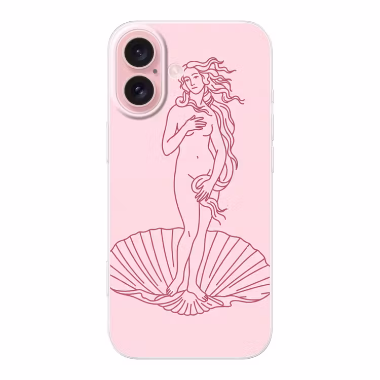 Telefoonhoesje - Vrouw - Schelp - Kunst - Lijntekening - Roze — 1