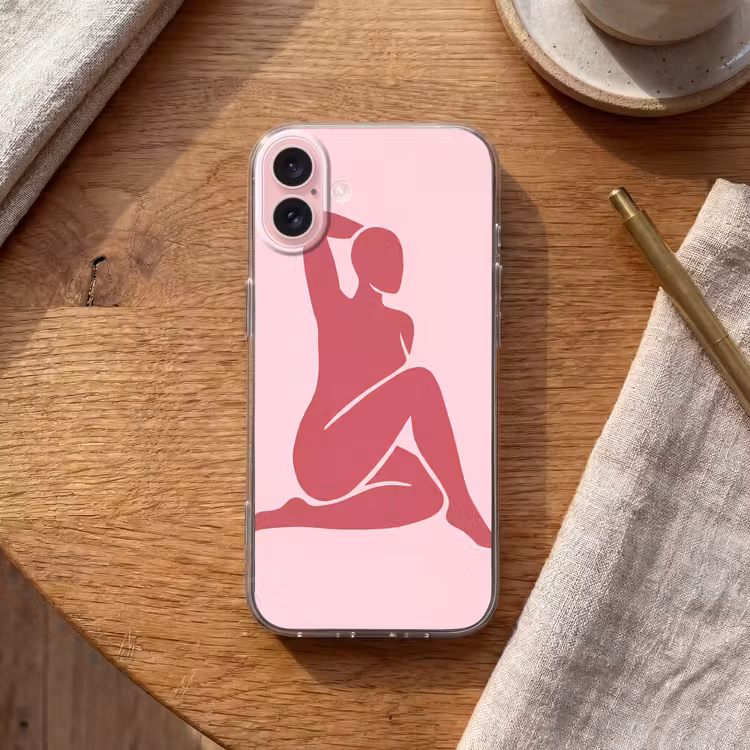Telefoonhoesje - Vrouw - Silhouet - Abstract - Modern - Roze — 2