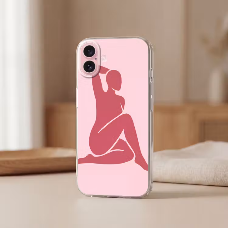Telefoonhoesje - Vrouw - Silhouet - Abstract - Modern - Roze — 3