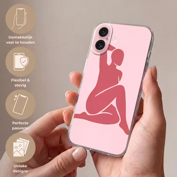 Telefoonhoesje - Vrouw - Silhouet - Abstract - Modern - Roze — 4