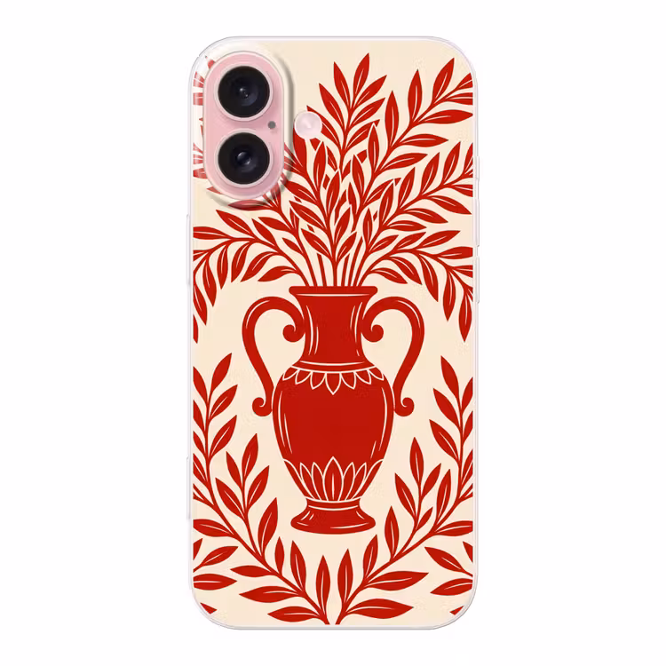 Telefoonhoesje - Vaas - Planten - Decoratie - Abstract - Rood — 1