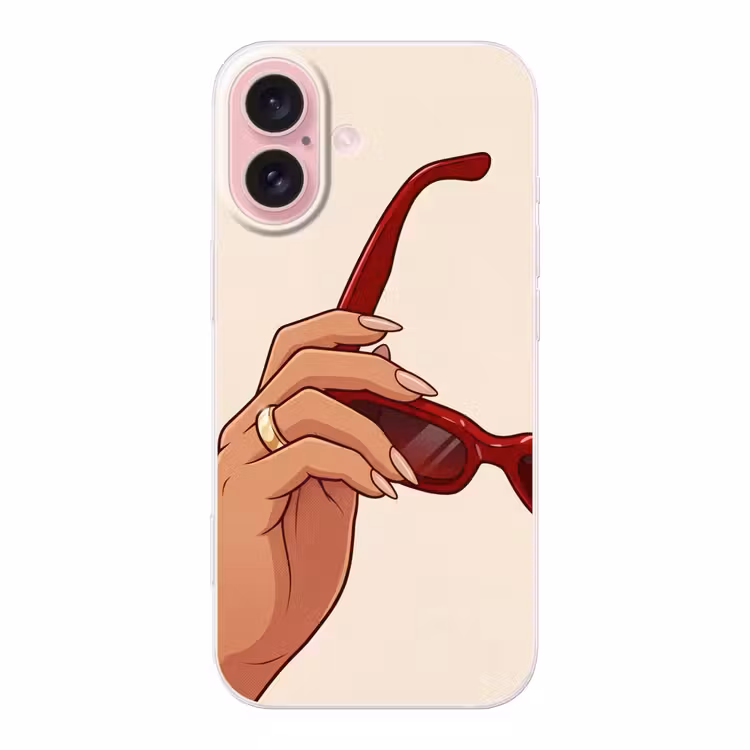 Telefoonhoesje - Vrouw - Zonnebril - Mode - Rood - Illustratie — 1
