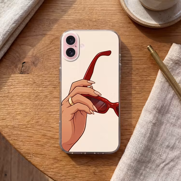 Telefoonhoesje - Vrouw - Zonnebril - Mode - Rood - Illustratie — 2