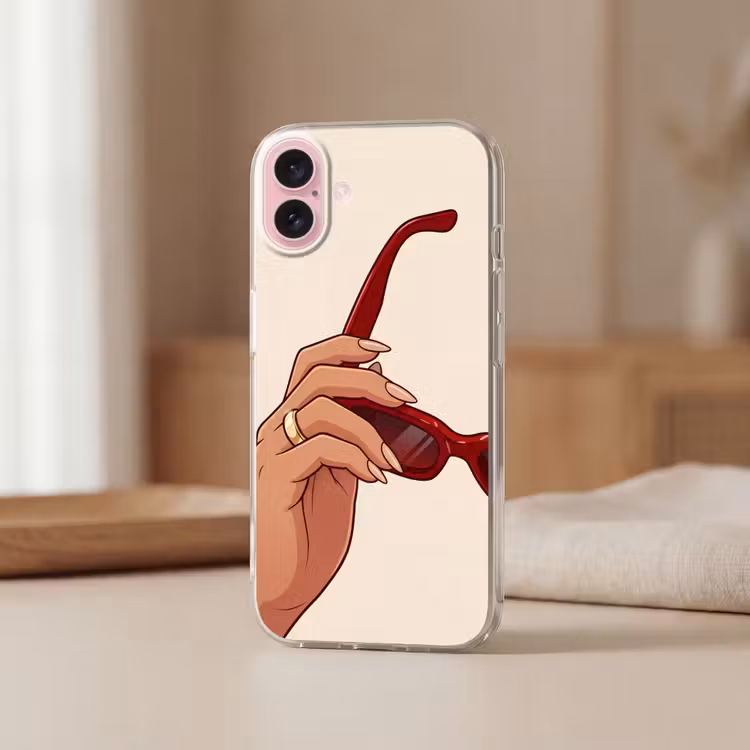 Telefoonhoesje - Vrouw - Zonnebril - Mode - Rood - Illustratie — 3