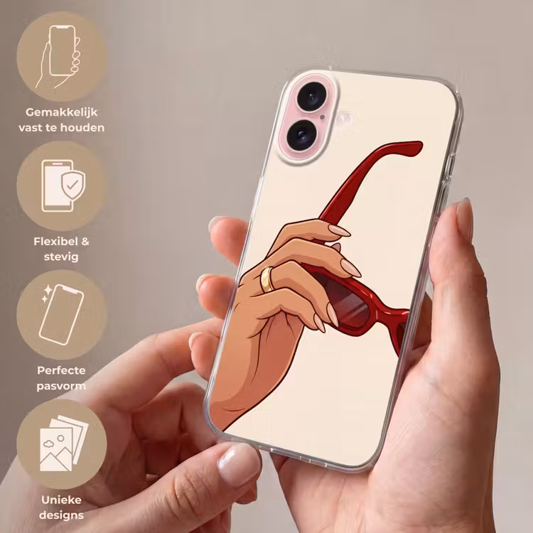 Telefoonhoesje - Vrouw - Zonnebril - Mode - Rood - Illustratie — 4