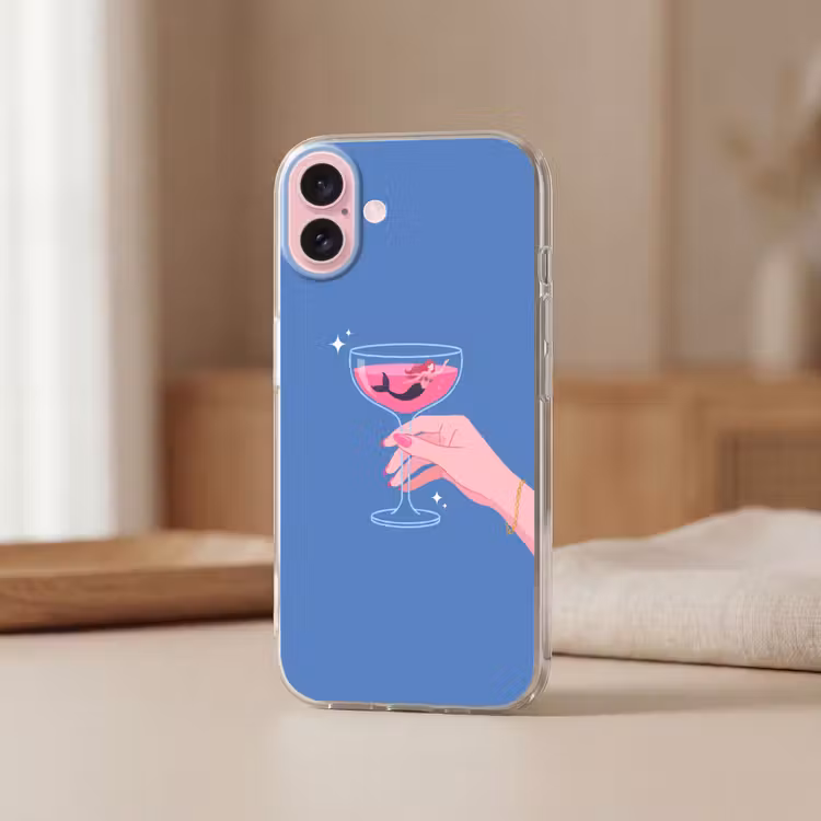 Telefoonhoesje - Vrouw - Glas - Abstract - Roze - Blauw — 3