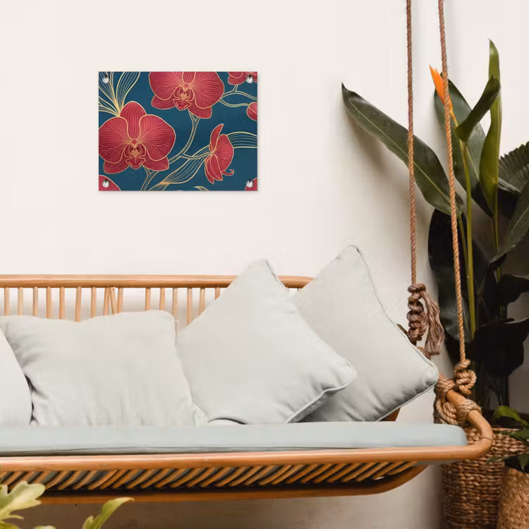 Tuinposter - Bloemen - Rood - Goud — 5