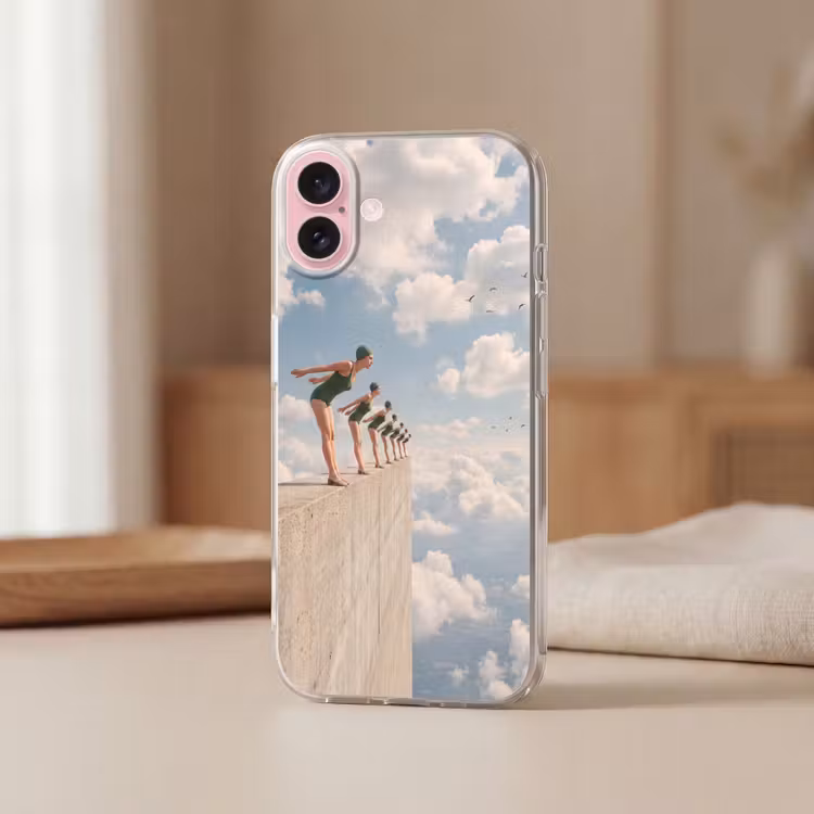 Telefoonhoesje - Vrouwen - Duikhouding - Wolken — 3