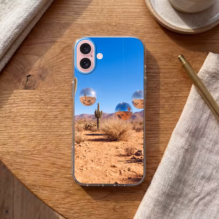 Telefoonhoesje - Woestijn - Spiegelbal - Kunst — 2