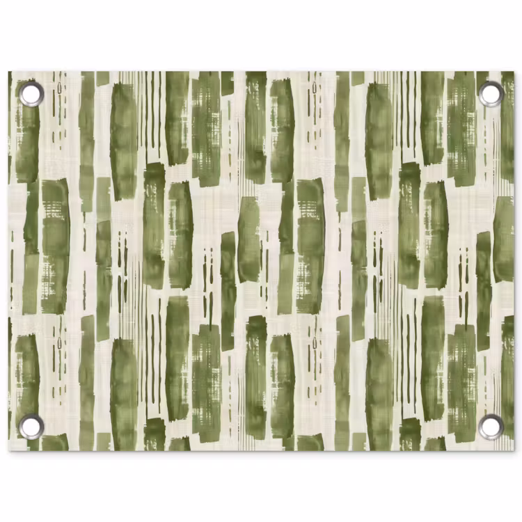 Tuinposter - Groen - Abstract - Penseelstreken - Linnen - Patroon — 1