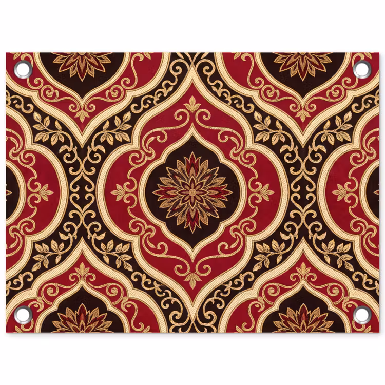 Tuinposter - Patroon - Ornament - Barok - Rood - Goud — 1