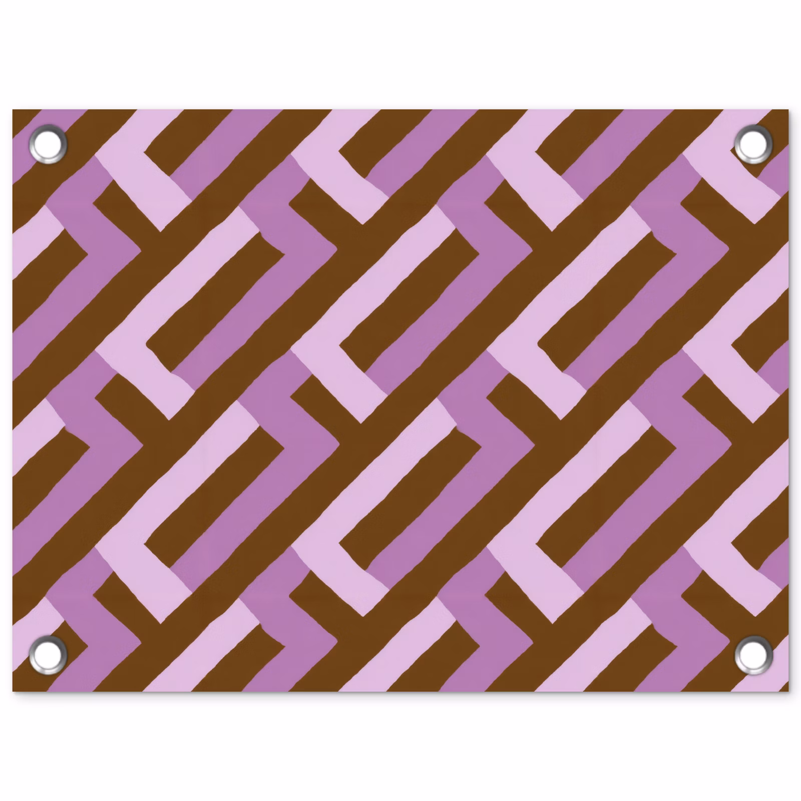 Tuinposter - Bruin - Roze - Geometrisch - Meander - Patroon — 1