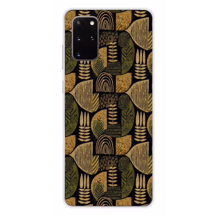 Telefoonhoesje - Zwart - Okergeel - Botanisch - Textuur — 4