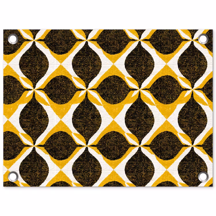 Tuinposter - Geel - Zwart - Geometrisch - Retro - Textuur — 1