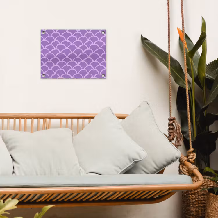 Tuinposter - Paars - Schubber - Schelpen - Handgetekend - Patroon — 5
