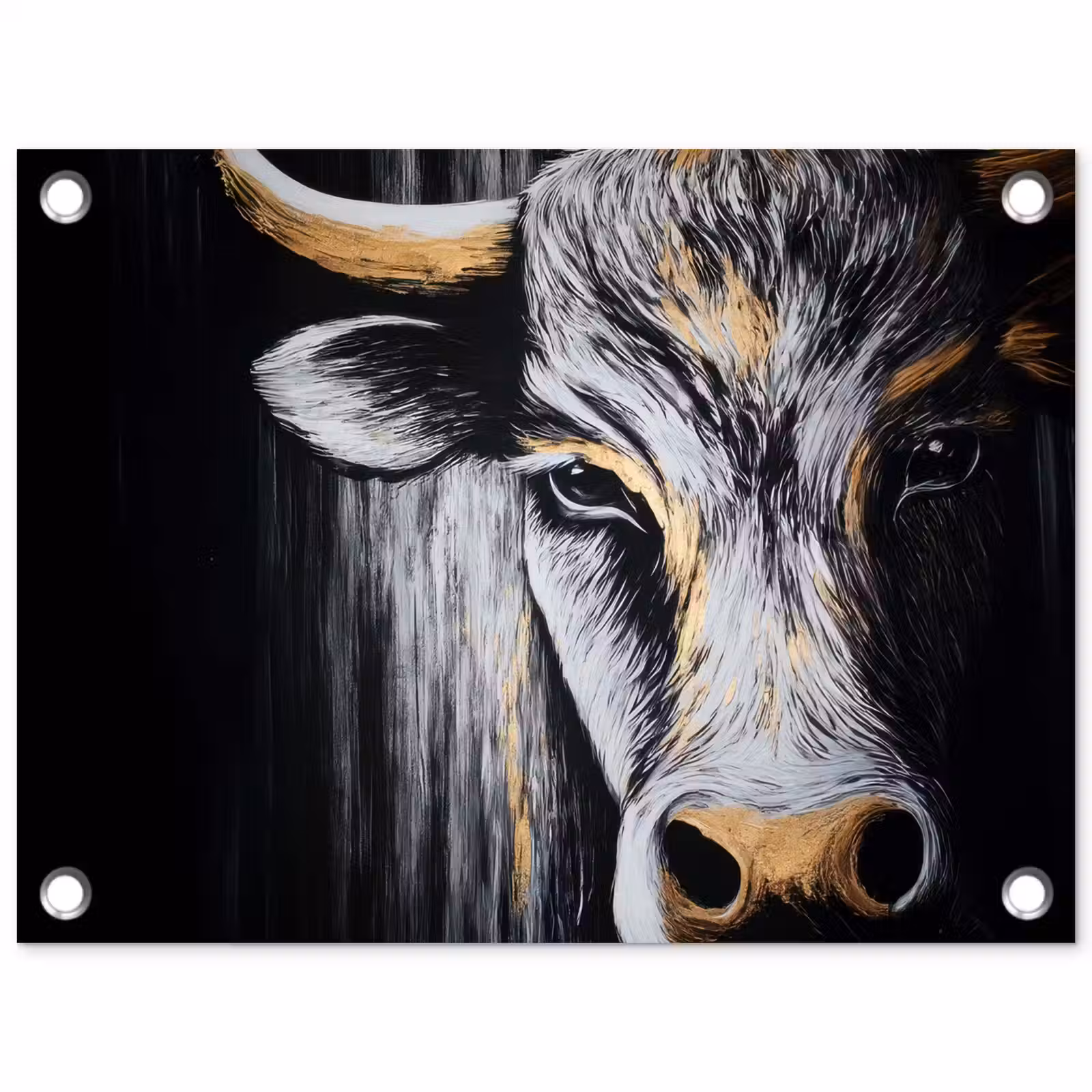Tuinposter - Stier - Hoorns - Snuit - Goud — 1