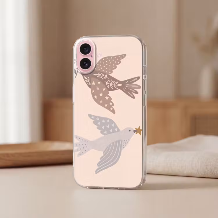 Telefoonhoesje - Vogel - Bessen - Natuur - Modern - Beige — 3