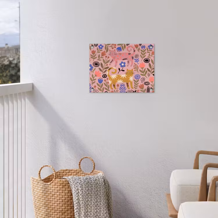 Tuinposter - Kat - Bloemen - Dieren - Modern - Roze — 3