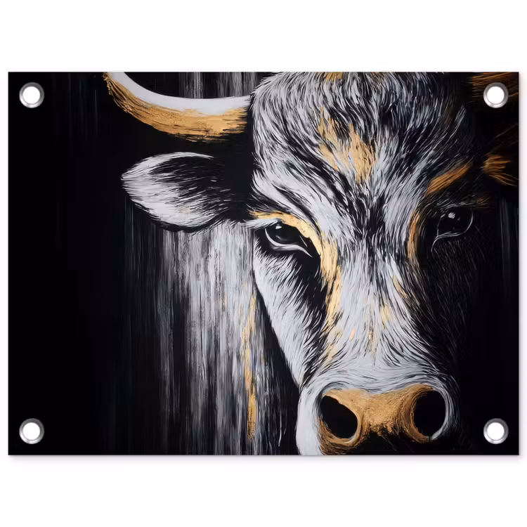 Tuinposter - Stier - Hoorns - Snuit - Goud — 1