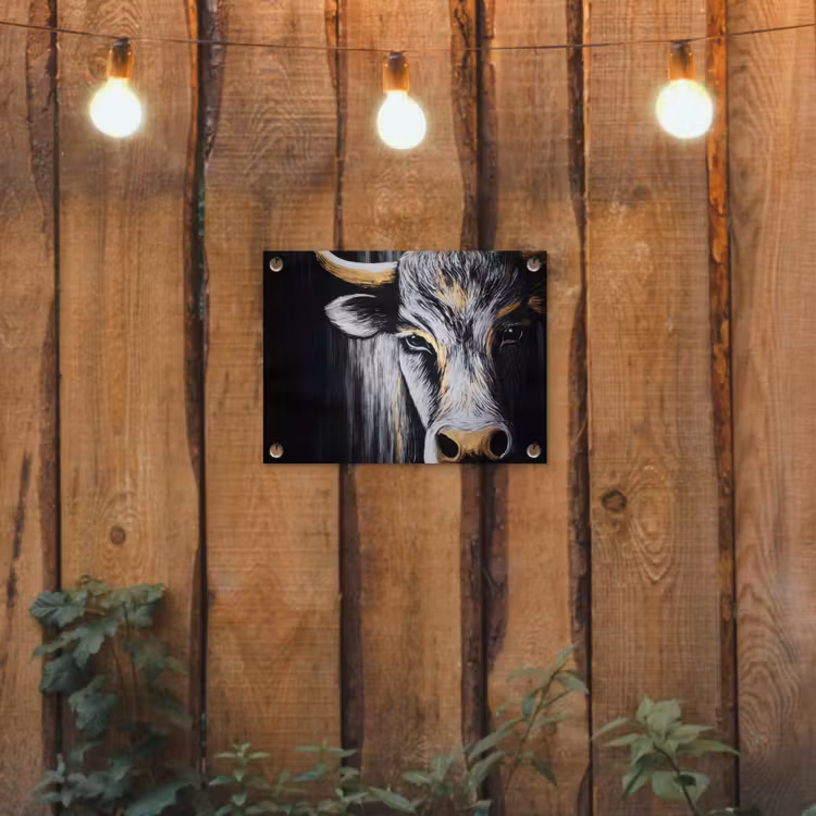 Tuinposter - Stier - Hoorns - Snuit - Goud — 2