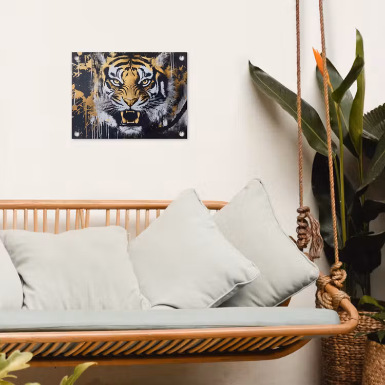 Tuinposter - Tijger - Verfspatten - Goud — 5