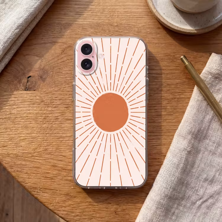 Telefoonhoesje - Zon - Stralen - Abstract - Terracotta - Modern — 2