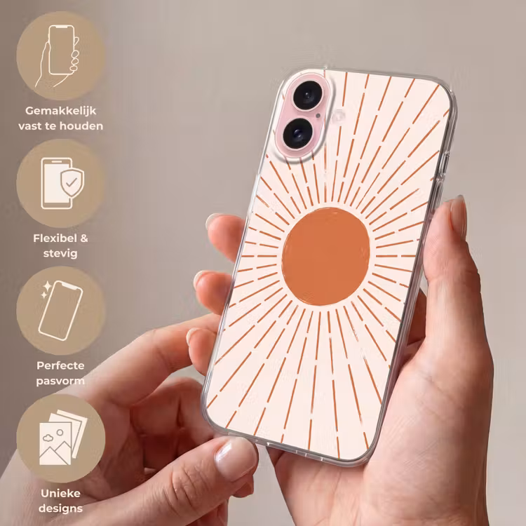 Telefoonhoesje - Zon - Stralen - Abstract - Terracotta - Modern — 4