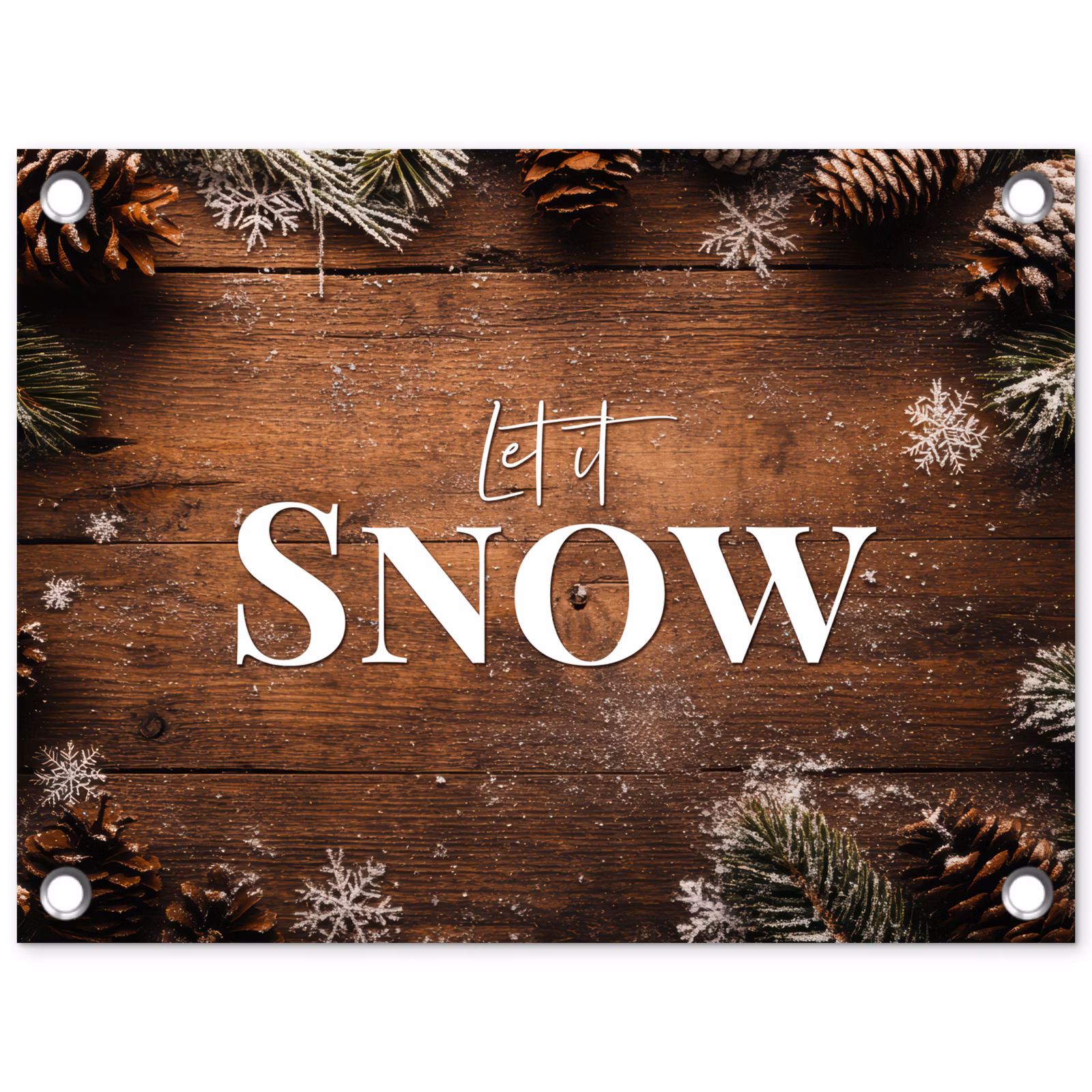 Tuinposter - Sneeuw - Houtlook - Quote - Let it snow — 1