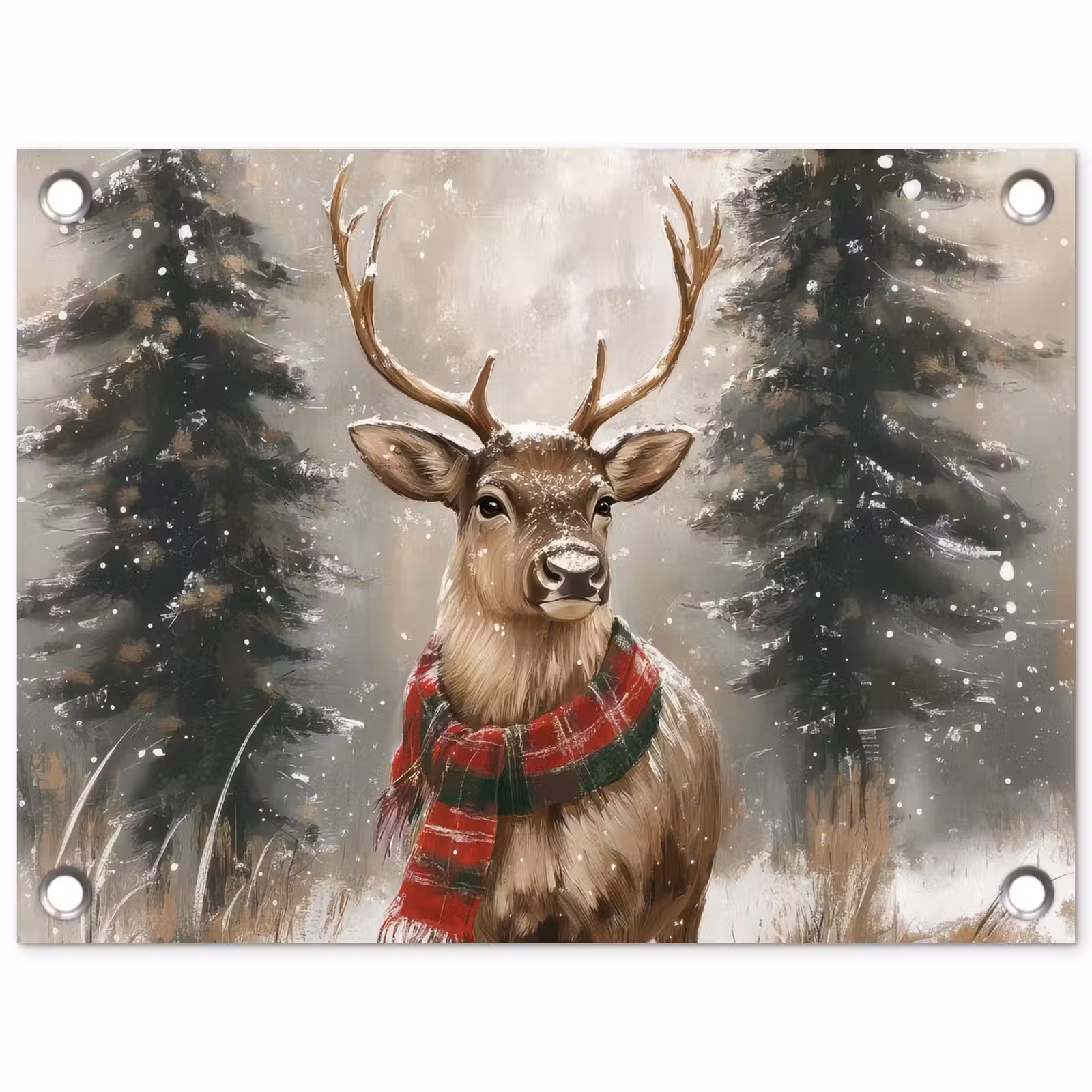 Tuinposter - Winter - Bos - Rendier - Donker — 1