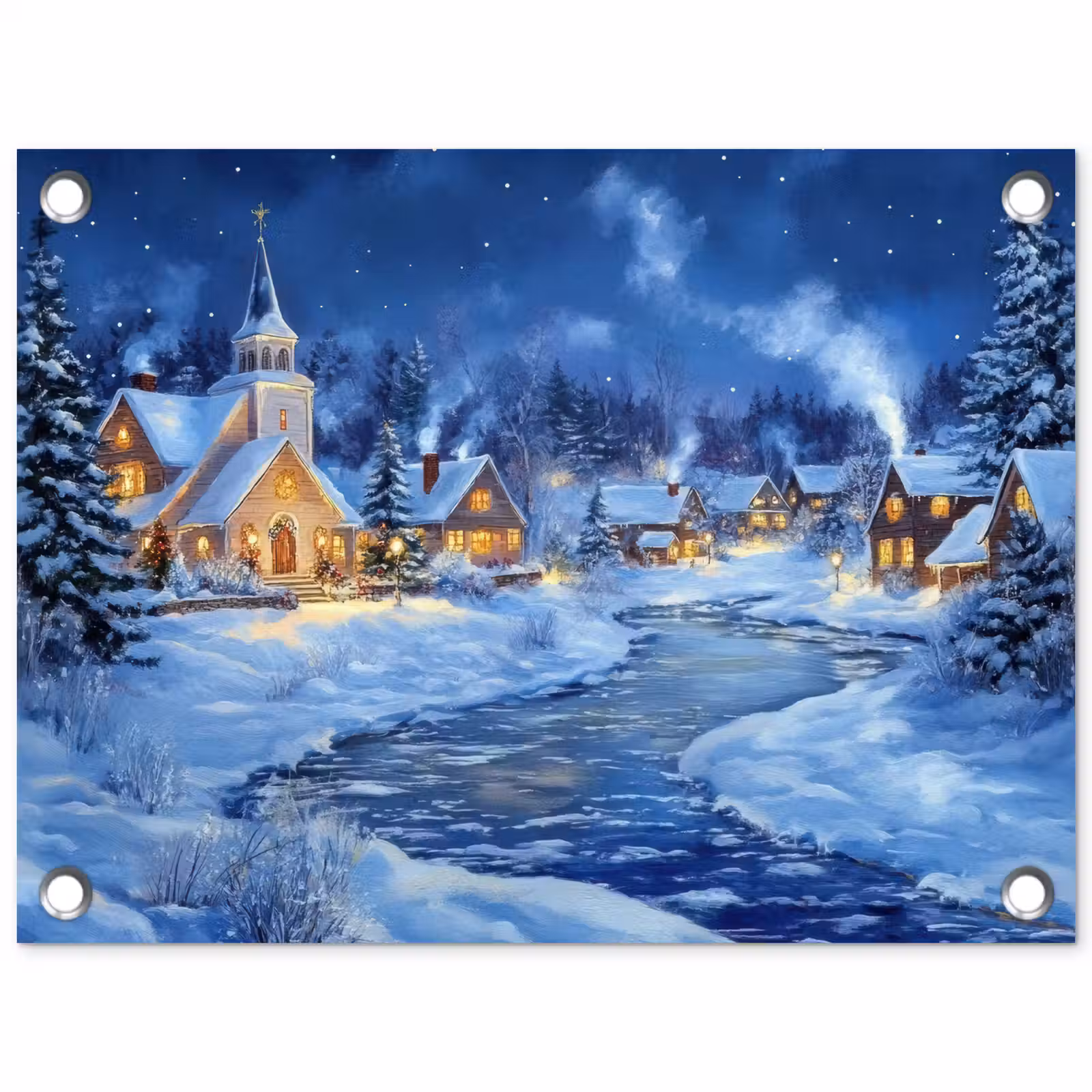 Tuinposter - Winteravond - Kerstdorp - Donker — 1