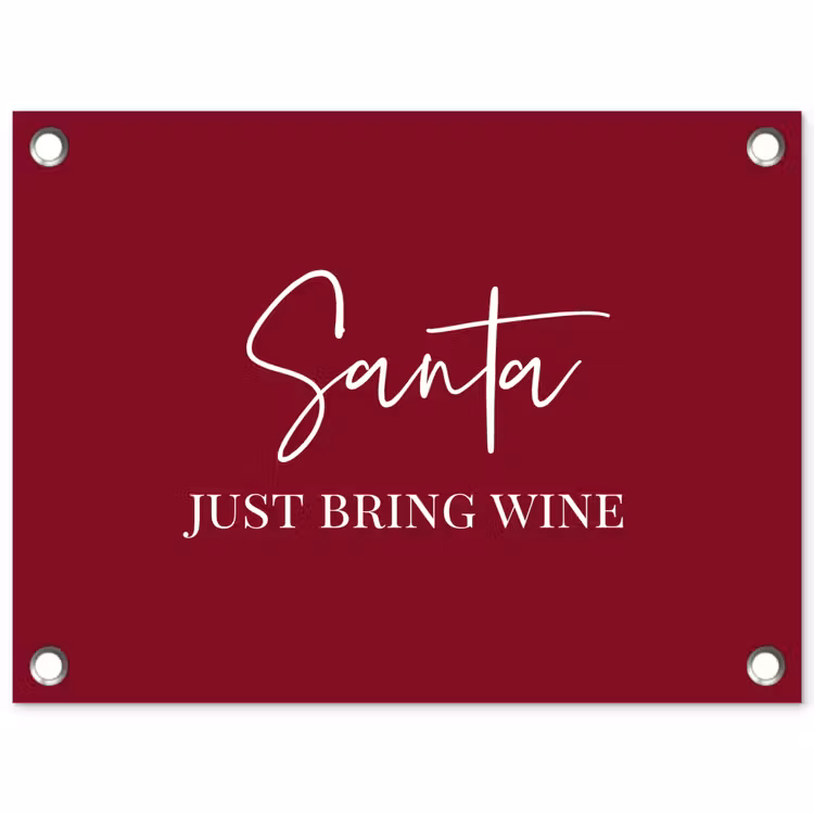 Tuinposter - Santa - Wine - Rood - Kerst - Kerstman — 1