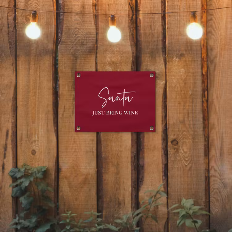 Tuinposter - Santa - Wine - Rood - Kerst - Kerstman — 2
