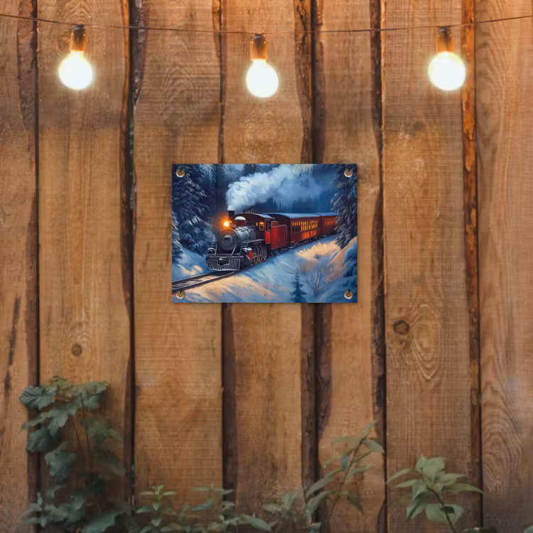 Tuinposter - Trein - Kerst - Sneeuw - Kersttrein — 2