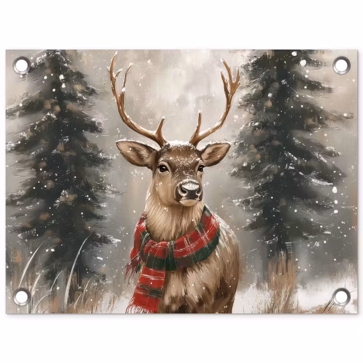 Tuinposter - Winter - Bos - Rendier - Donker — 1