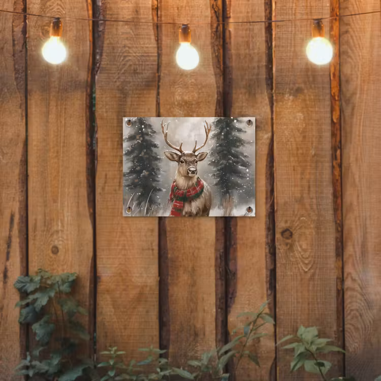 Tuinposter - Winter - Bos - Rendier - Donker — 2
