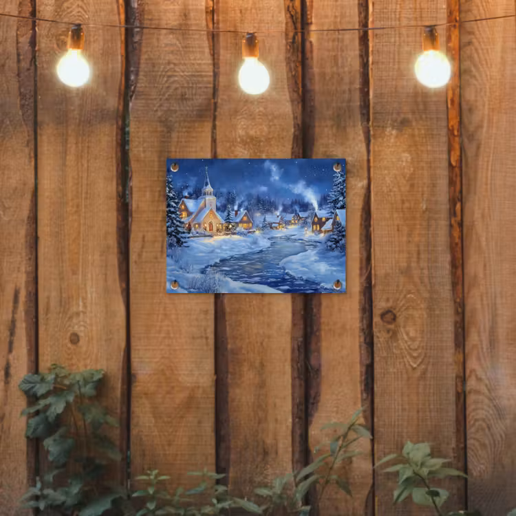Tuinposter - Winteravond - Kerstdorp - Donker — 2