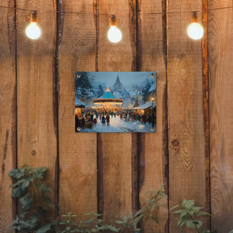 Tuinposter - Winterkermis - Dorp - Kleurrijk — 2