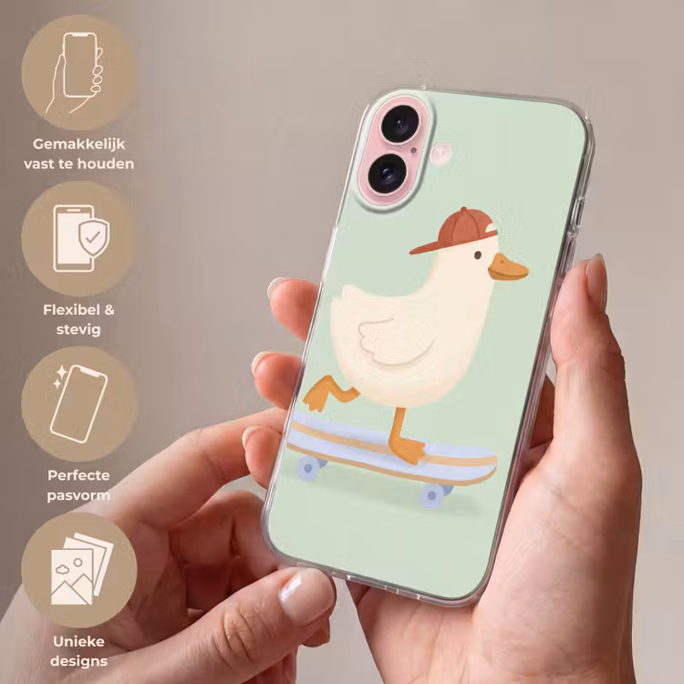 Telefoonhoesje - Vogel - Skateboard - Dieren - Cartoon - Speels — 4