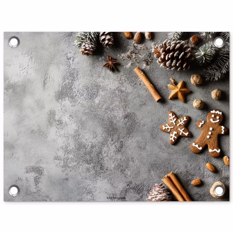 Tuinposter - Winter - Kerst - Beton - Dennenappels — 1